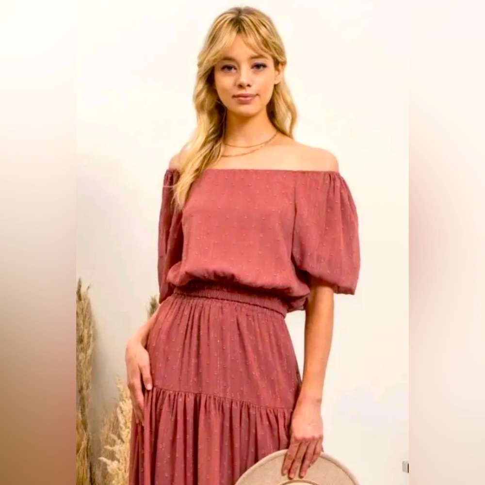 Two Piece Off Shoulder Top and Skirt